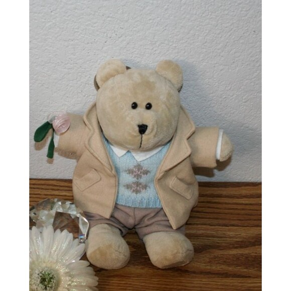 Starbucks Other - Starbucks Bearista Bear Plush 45th Anniversary Boy Suit Pink Rose 2006